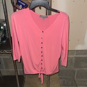 NY Collection Pink Button Down Shirt